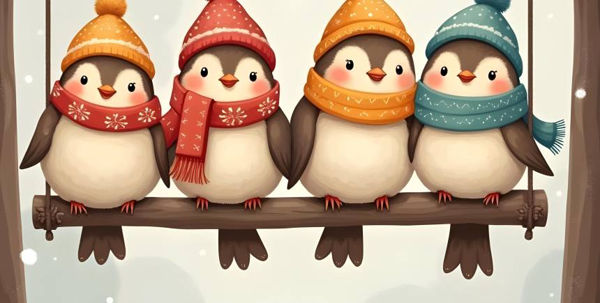 scene hiver dans un style enfantin