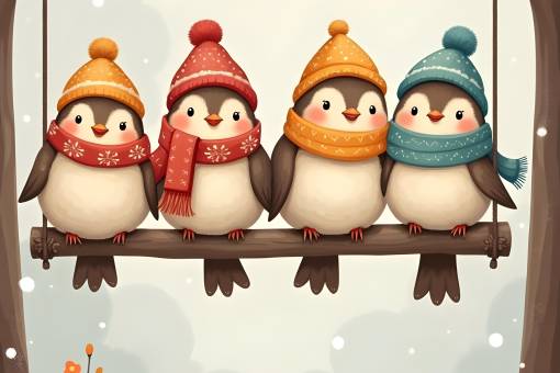 scene hiver dans un style enfantin